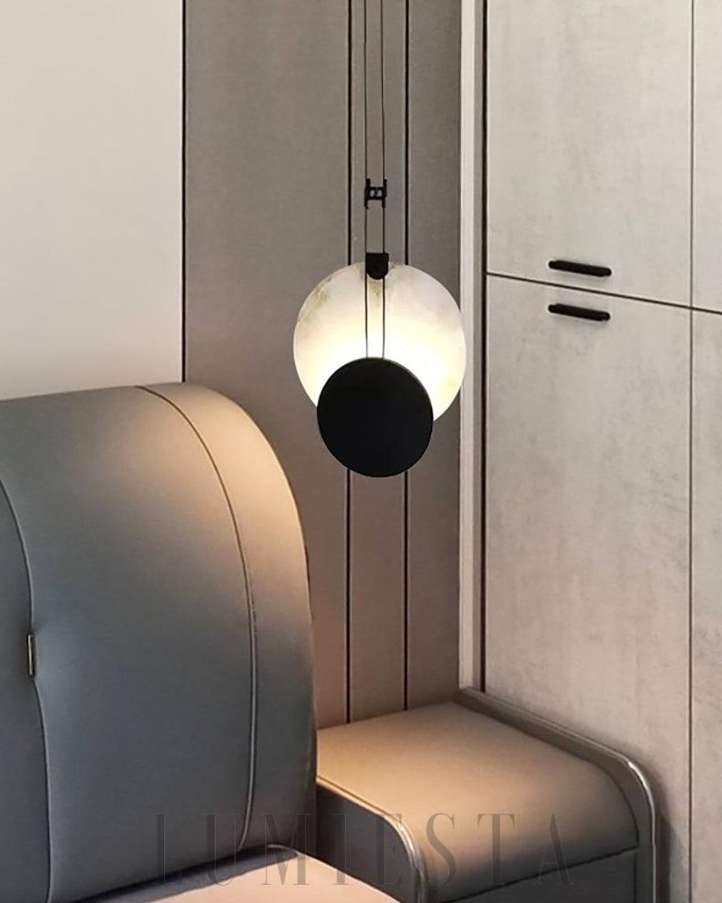 Lampa wisząca nowoczesna okrągła czarna alabastrowa 28cm