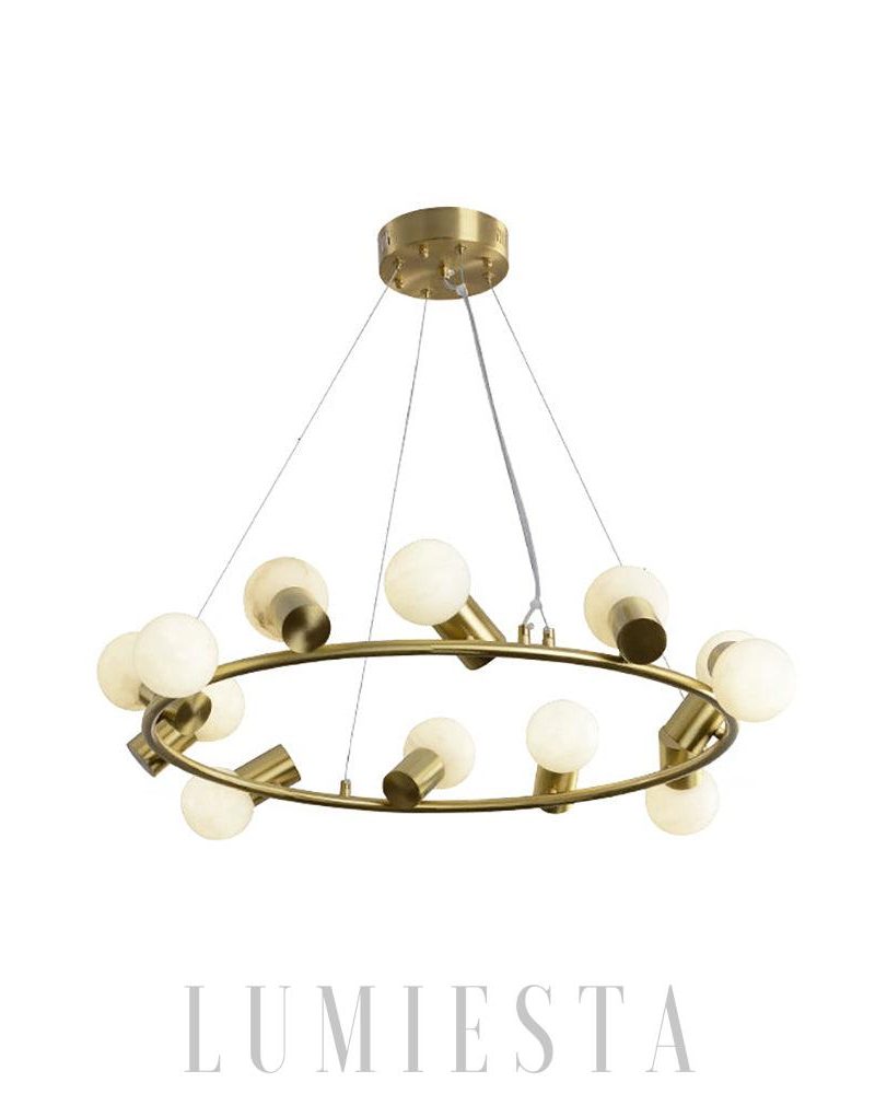 Mosiężny żyrandol Alabaster Raechelle w stylu nowoczesnym 70cm 85cm