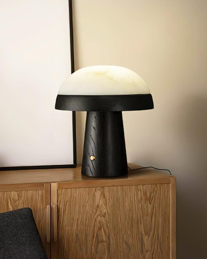 Lampa stołowa Mushroom Cloud z alabastru w kolorze orzechowym