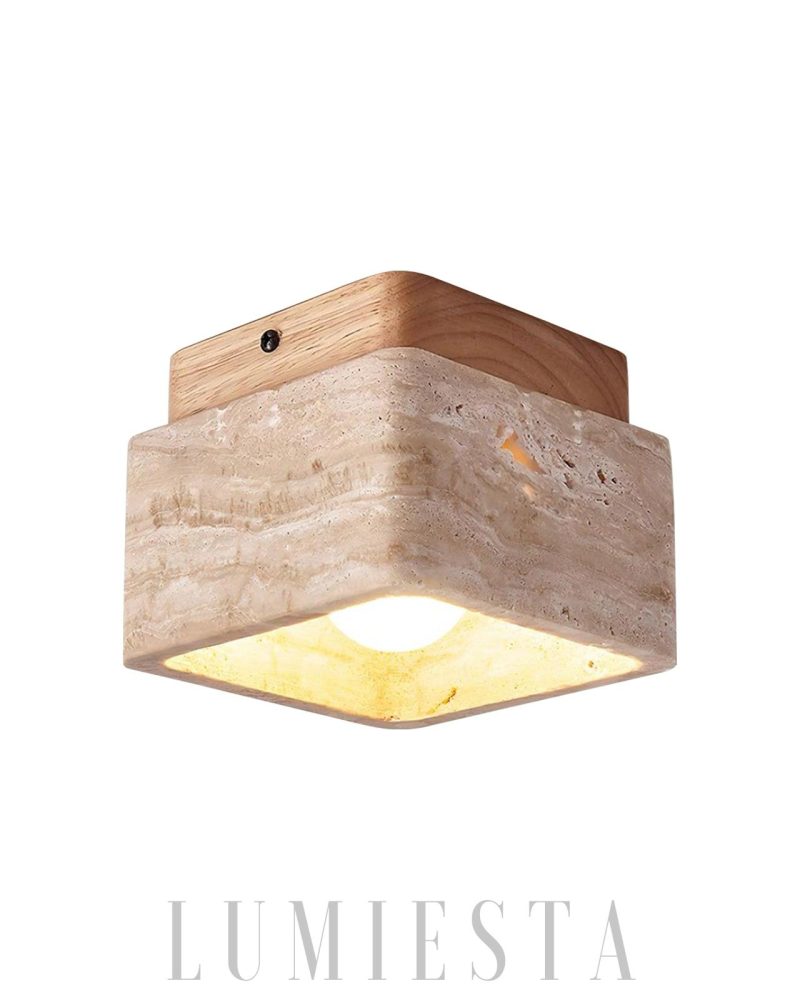 Lampa sufitowa Cube Terra z trawertynu w minimalistycznym stylu