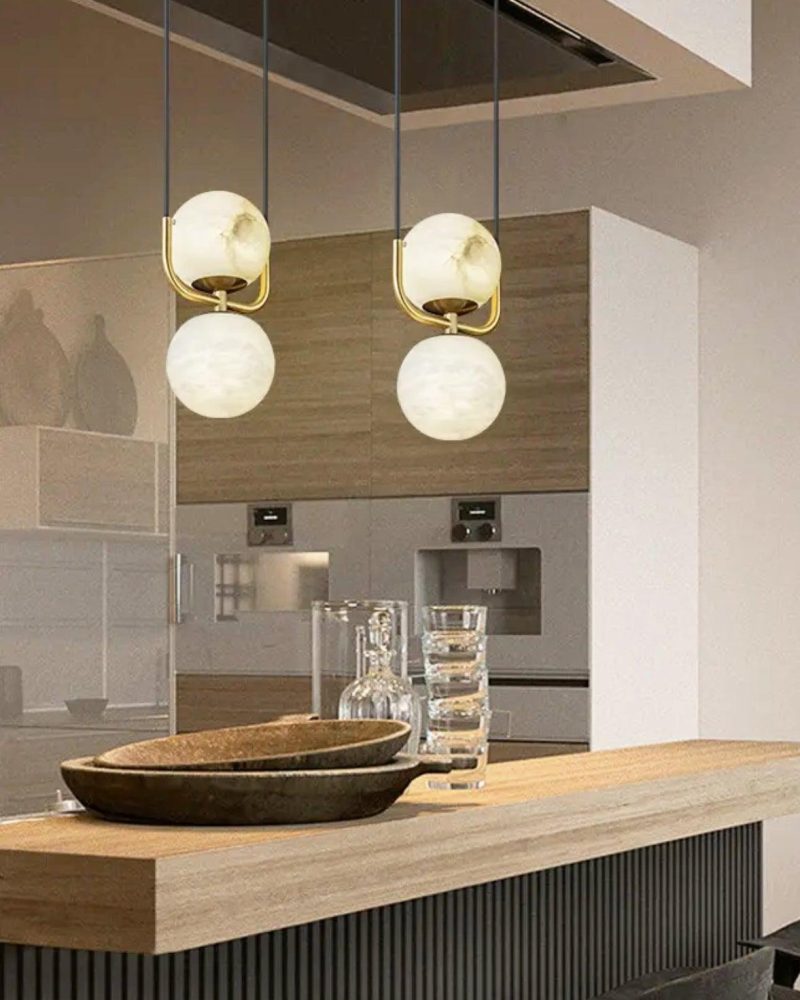 Lampa wisząca alabastrowa z mosiądzu styl nowoczesny 12cm
