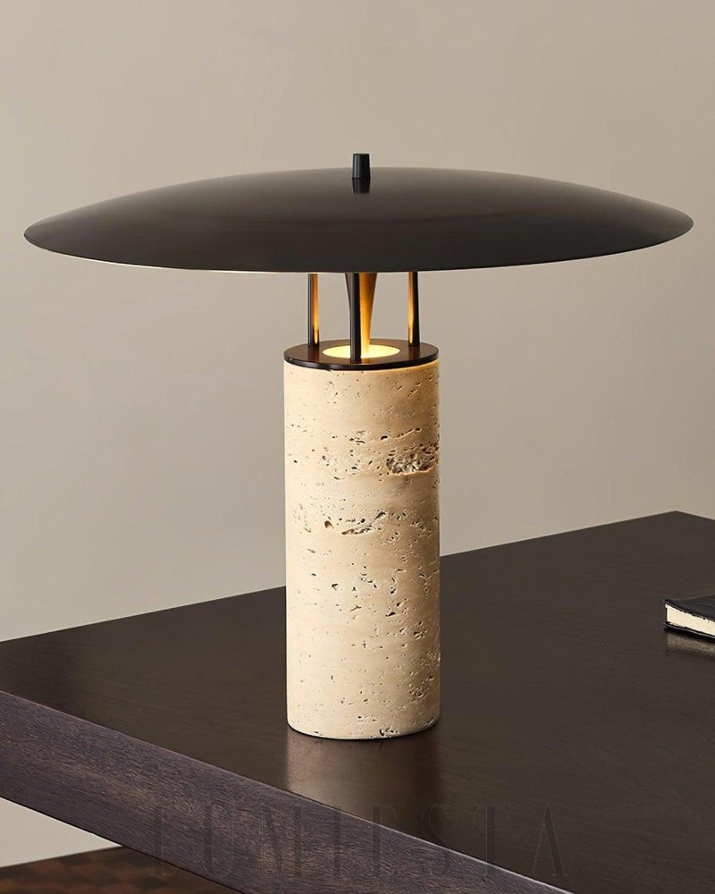 Lampa stołowa Travertine Luna w stylu nowoczesnym żółta i czarna