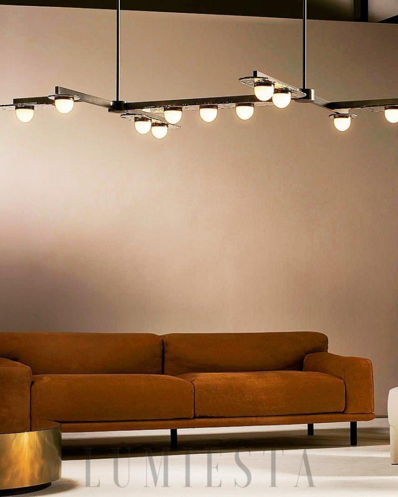 Lampa wisząca Modulo w złotym kolorze z 6 lub 11 głowami