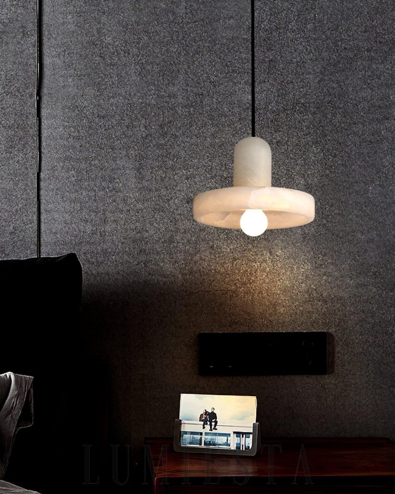 Lampa Wisząca Carrara w Białym Alabastrze Styl Nowoczesny