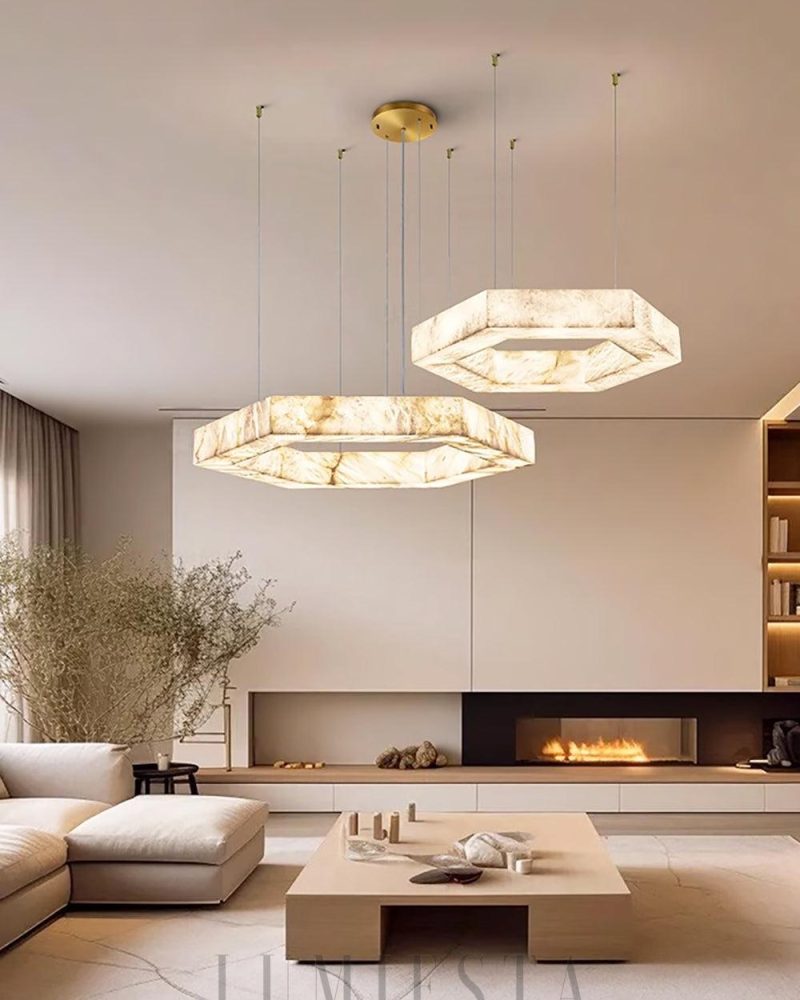Alabastero - lampa wisząca w kształcie heksagonu