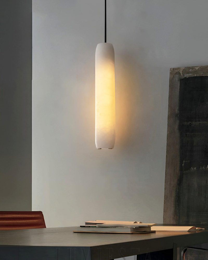 Luksusowa lampa wisząca Alabaster Flute biały kształt 38cm