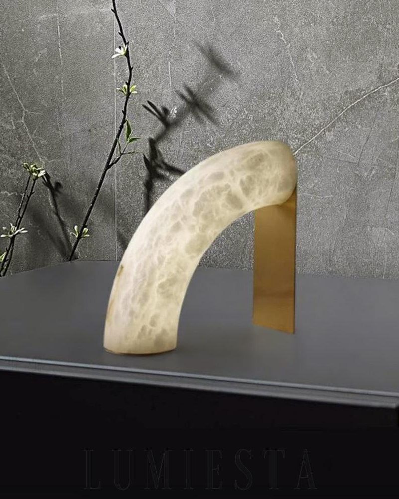 Lampa Stołowa Alabastrowa w Kształcie Piped Biała 60cm