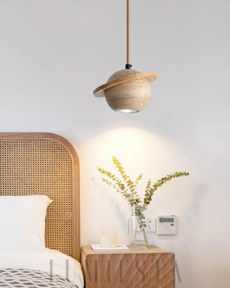 Lampa wisząca Planet Travertine stylowa kula 20cm 14cm