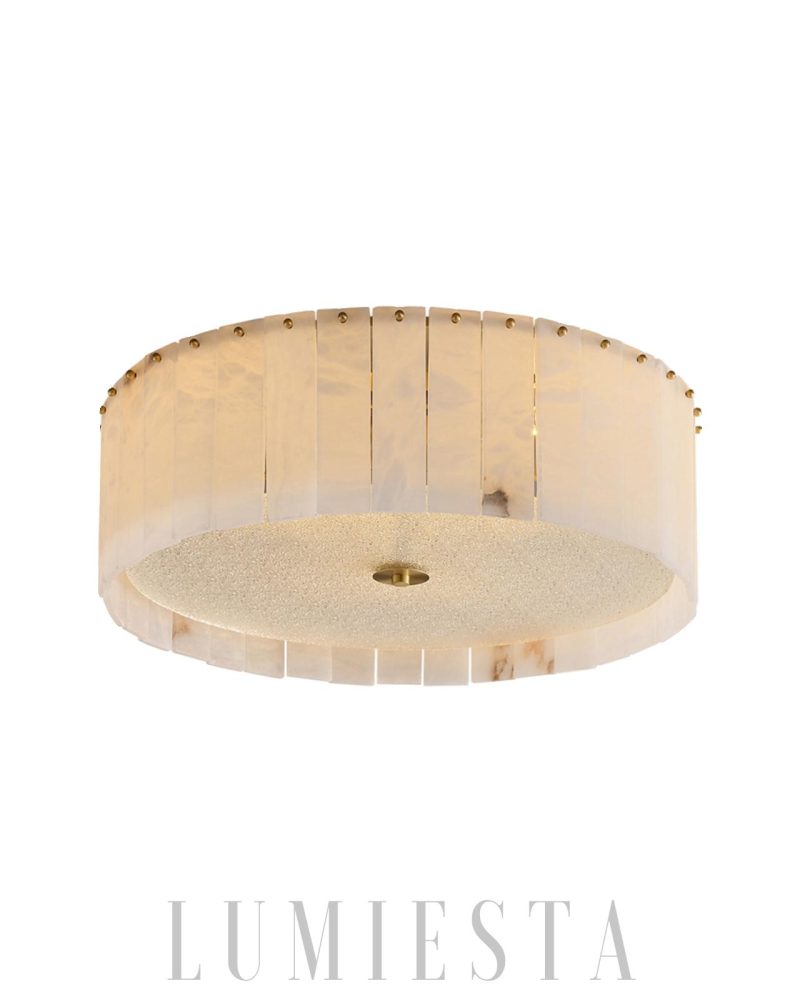 Lampa sufitowa mosiężna z marmurowym kloszem 45cm 60cm