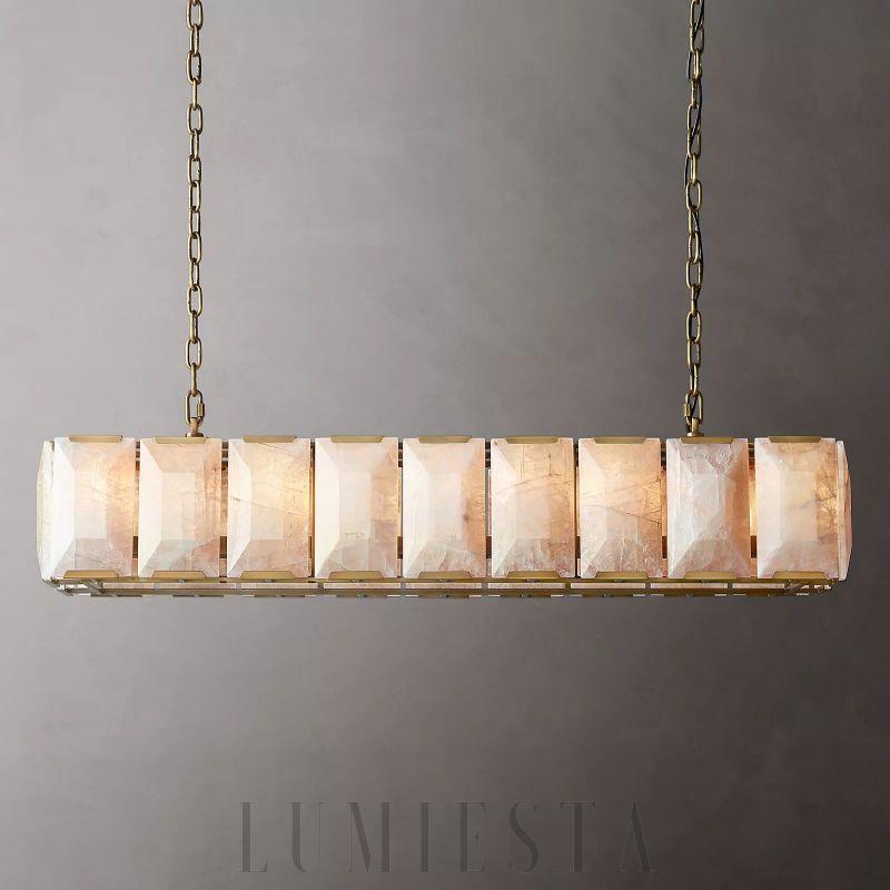 Lampa wisząca Harson Calcite prostokątna 62" w mosiądzu i czerni