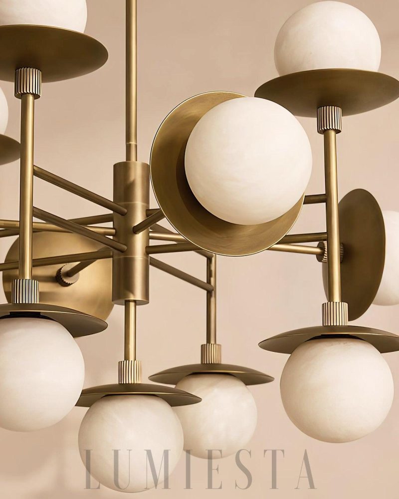 Lampa wisząca Alabaster Cara okrągła brązowa z alabastrem 60cm