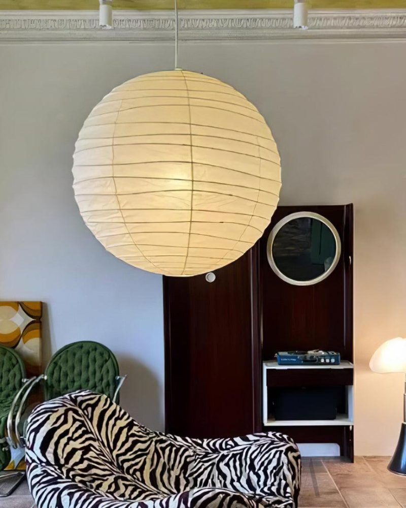 Lampa wisząca Akari 55D 75D w białym kolorze z bambusa