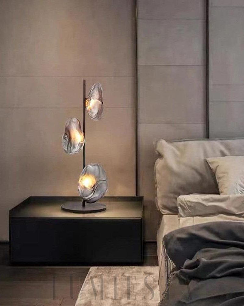 Lampa Stołowa Szklane Płatki Złota i Przezroczysta 35cm 90cm