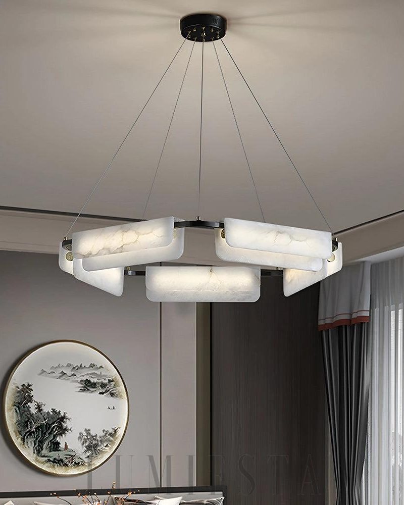 Lampa wisząca Delia prostokątna alabastrowa czarna biała 60cm 80cm