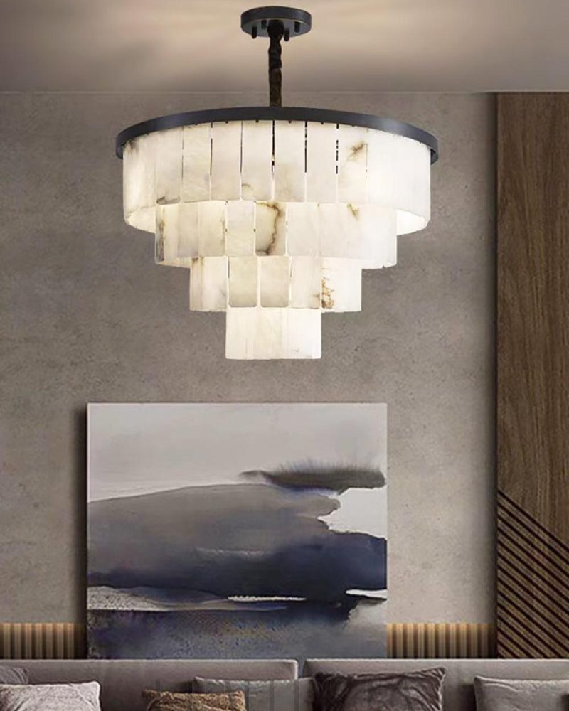 Cascada Elegante - lampa wisząca z alabastru w białym kolorze