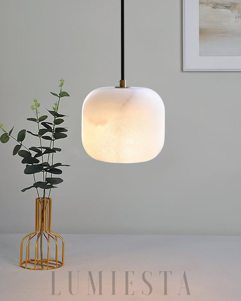 Lampa wisząca Alabaster w stylu nowoczesnym biała 12cm 15cm