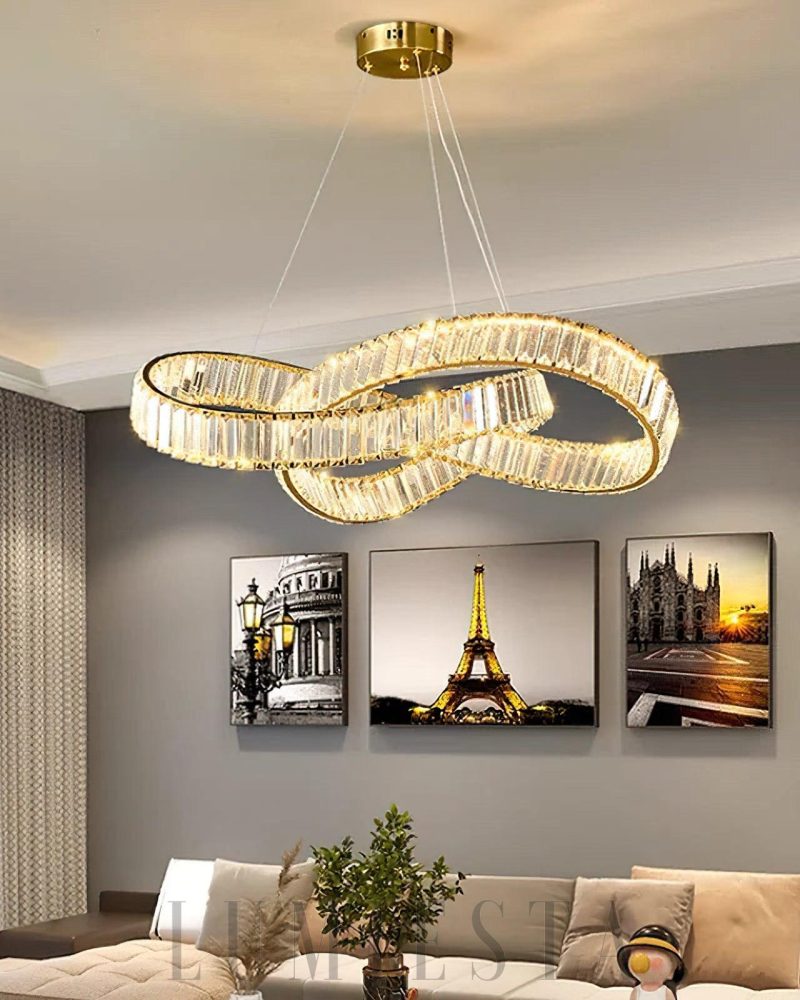 Luminosa - lampa wisząca okrągła ze złotymi kryształami