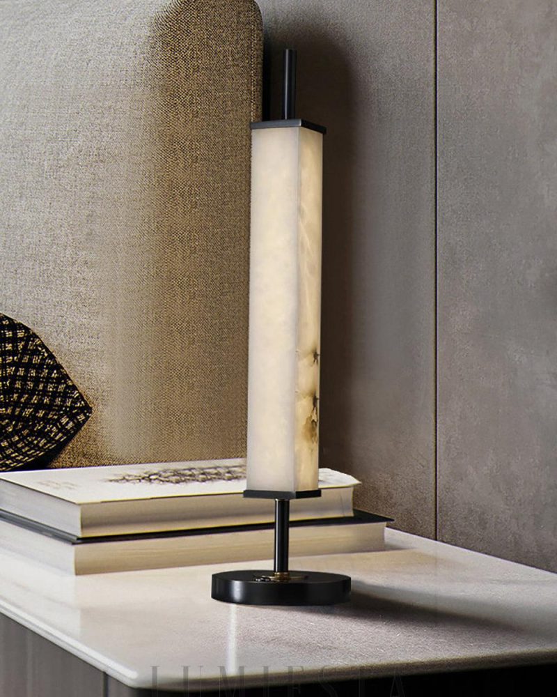 Lampa stołowa Alabaster Serano Mosiądz z ciepłym światłem 59cm