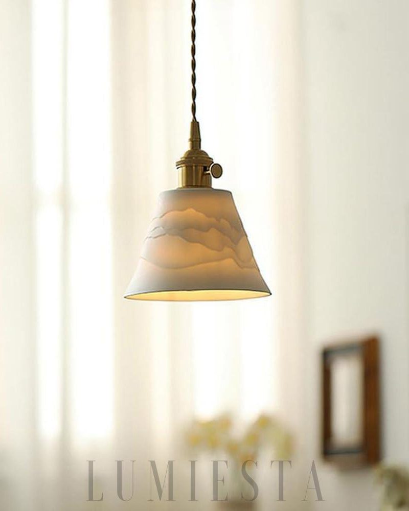 Lampa wisząca ceramiczna Mountains Shadow w stylu naturalnym 15cm
