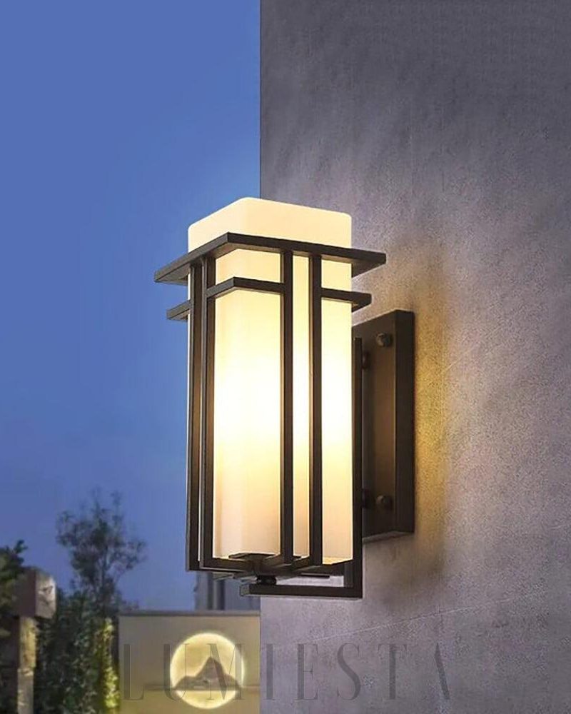 Lampa ścienna zewnętrzna Glass Linden czarna elegancka 18cm 21cm