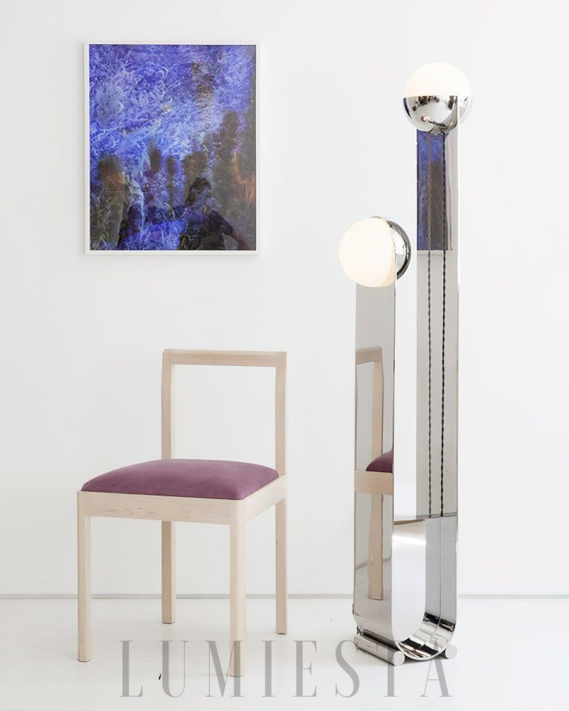 Lampa podłogowa Pete i Nora w stylu nowoczesnym chromowana 155cm