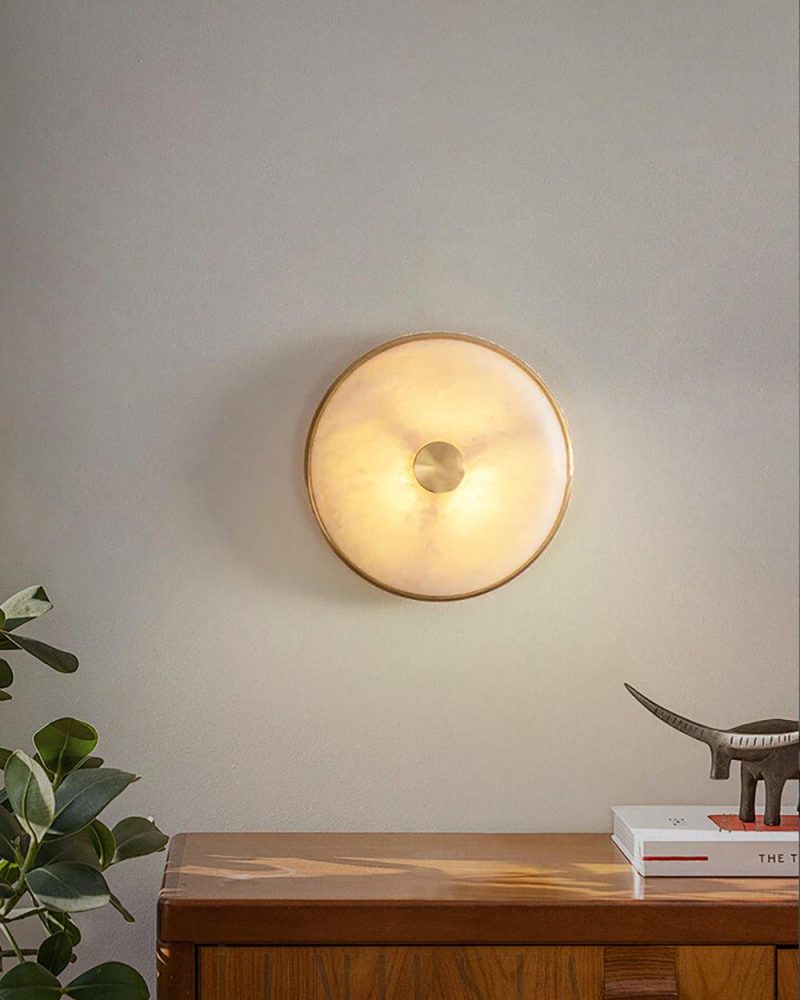 Lampa Ścienna Okrągła Alabastrowa 26cm Biała Ciepła Zimna Barwa