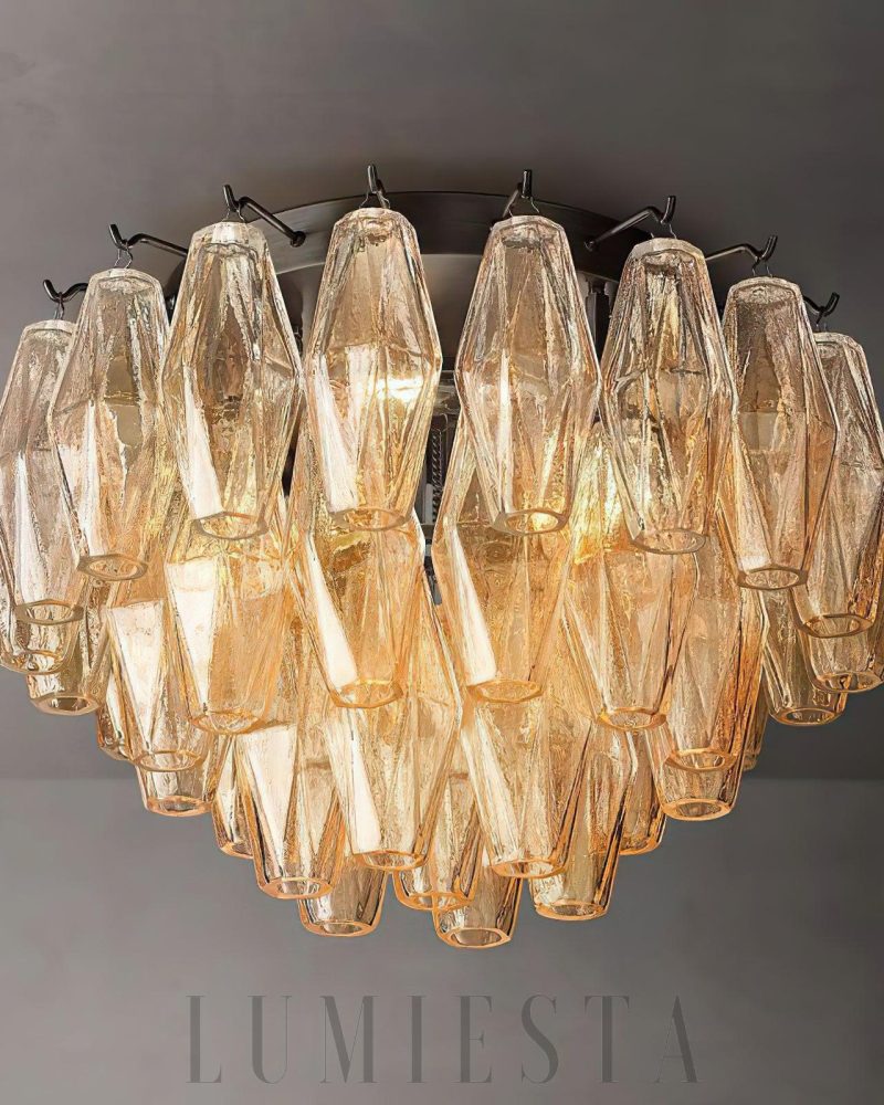 Lampa sufitowa Chara Glass 17 przezroczysta mosiężna stylowa