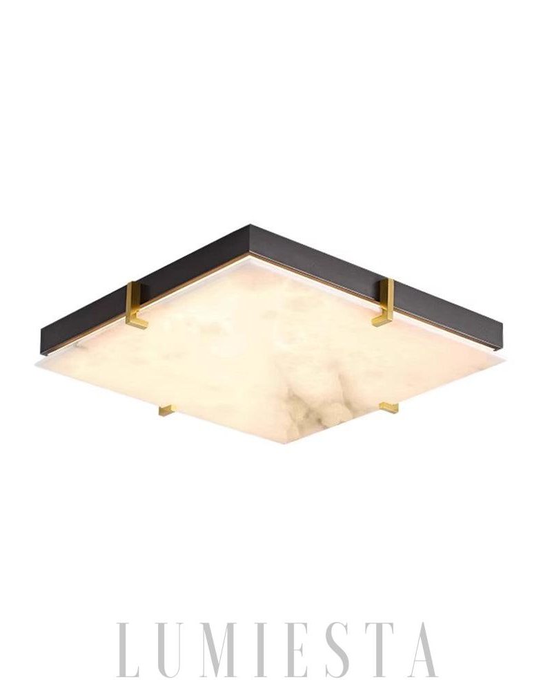 Lampa sufitowa kwadratowa Alabaster czarna elegancja 40cm 50cm