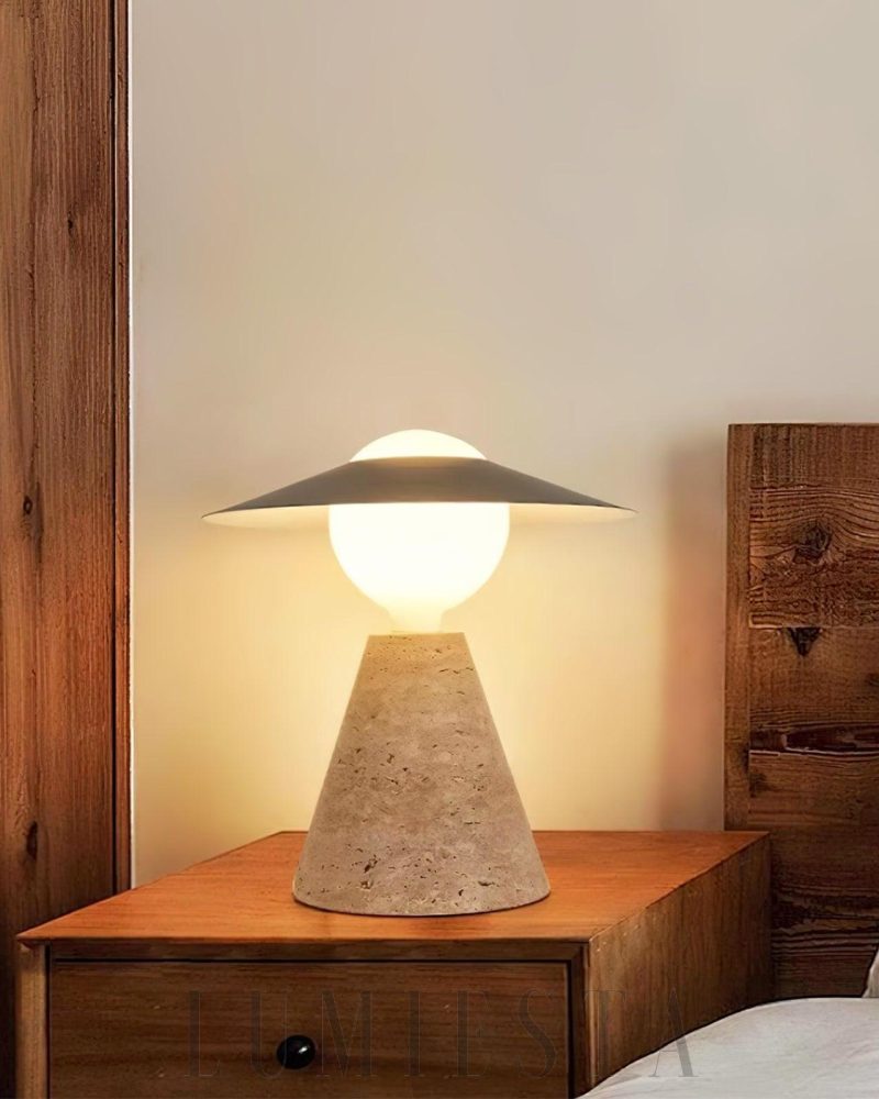 Lampa stołowa Bartley z trawertynu w stylu nowoczesnym żółta