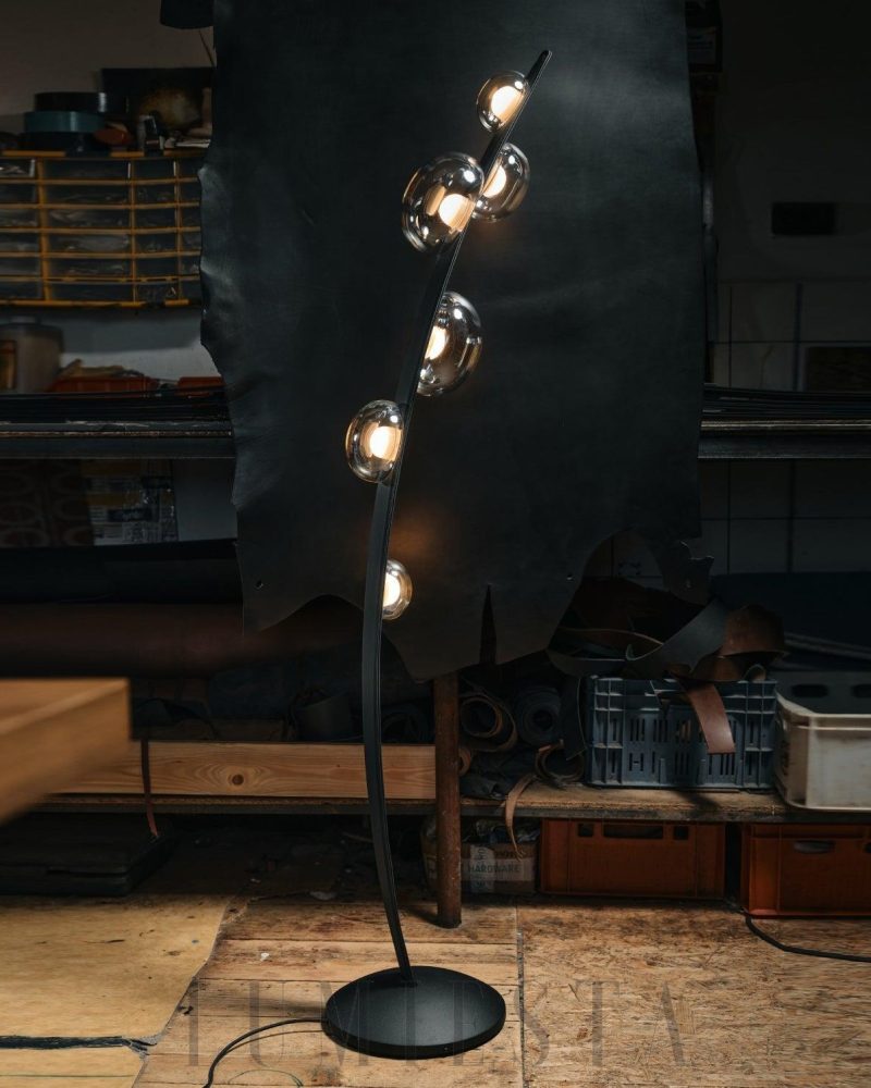 Lampa podłogowa Dew Drops w stylu nowoczesnym czarna i przezroczysta