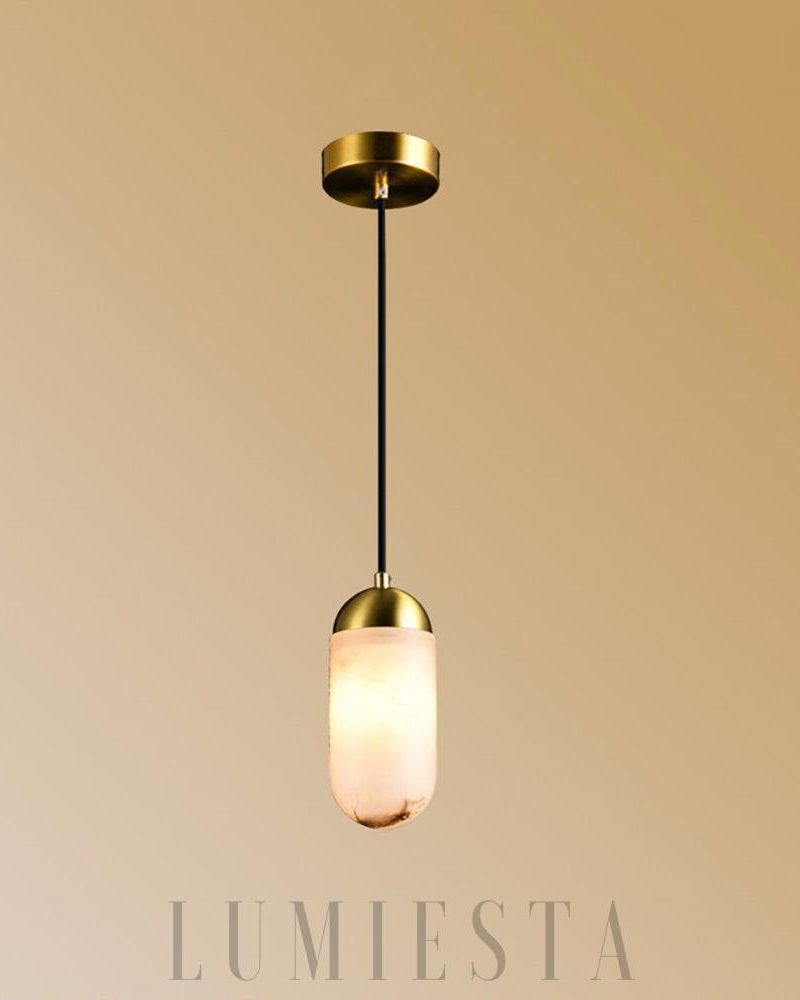 Lampa wisząca Alabaster Moonshade w kolorze złotym i białym
