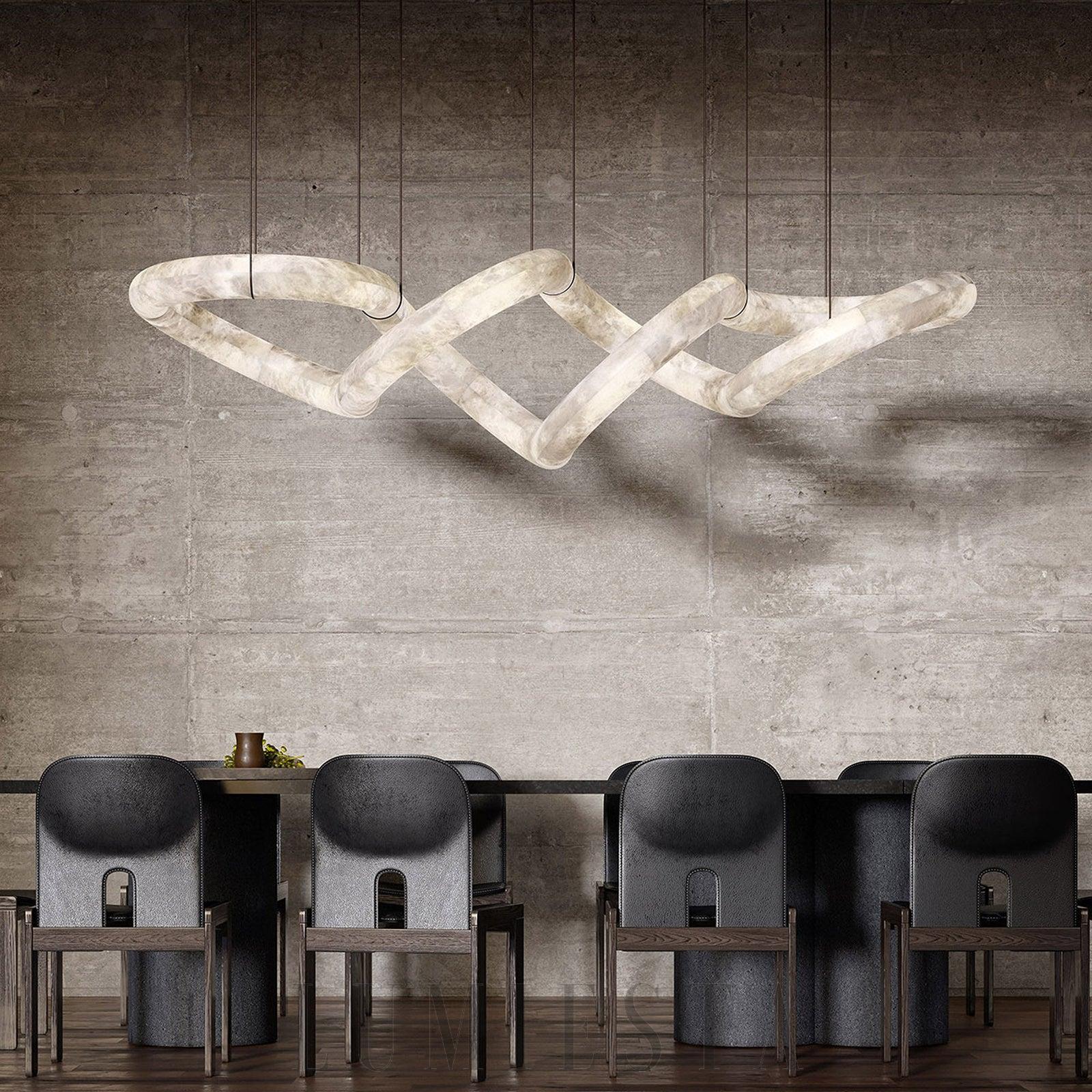 Żyrandol Alabaster Infinity designerski kształt 150cm biały