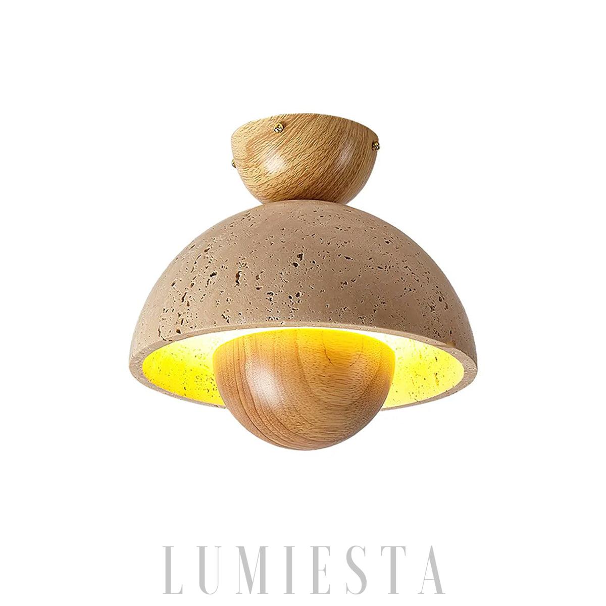 Półkulista odwrócona lampa sufitowa 23cm beżowo orzechowa