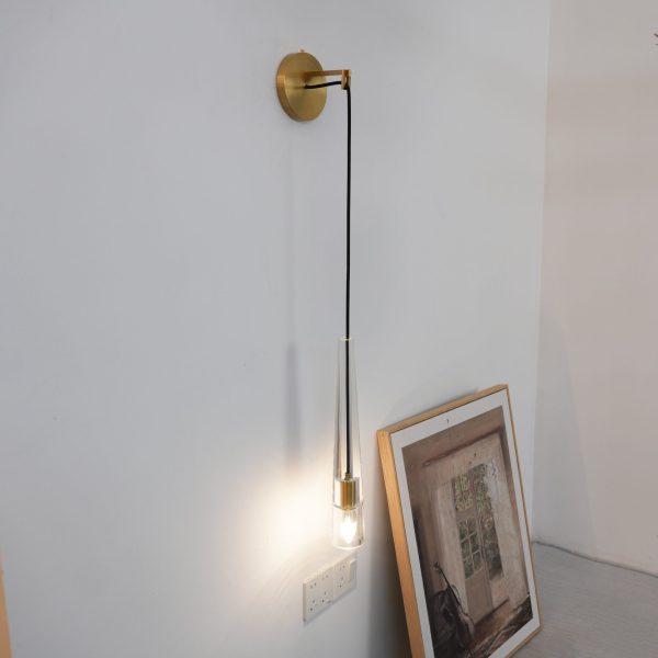 ABNER - kinkiet kryształowy mosiężny 40 cm