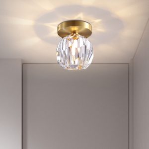 Boule De Cristal - Lampa sufitowa mosiężna z kryształem 12cm