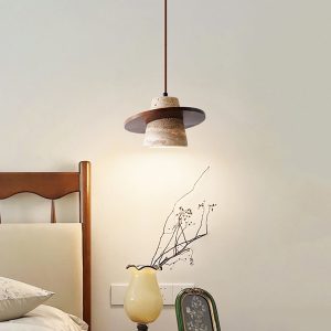 Lampa wisząca Conical z trawertynu w stylu vintage 20cm