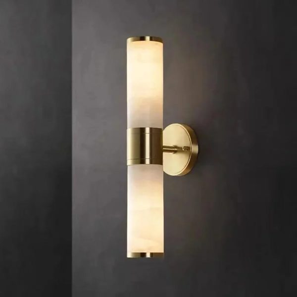 Lampatron - White alabaster cylindrical wall lamp, 24×48 cm