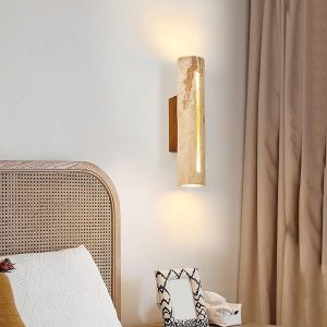 Timbuktu - Beżowa lampa ścienna z trawertynu 28 cm