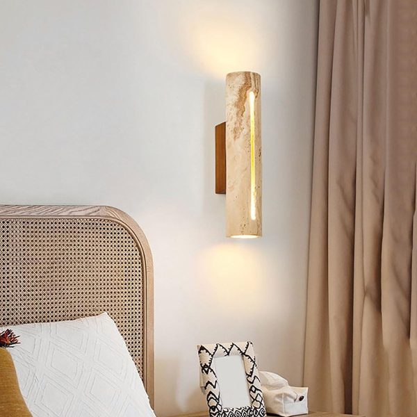 Timbuktu - Beżowa lampa ścienna z trawertynu 28 cm