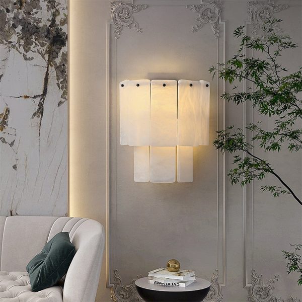 Corsair - Wall lamp with gold marble panels