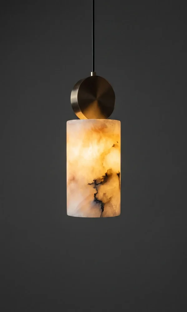 Etrusca - lampa wisząca z alabastru do sypialni