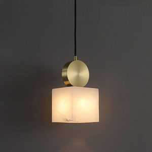 Etrusca brass pendant lamp with 12cm alabaster shade