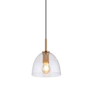Lampa wisząca szklana w mosiężnej oprawie styl industrialny