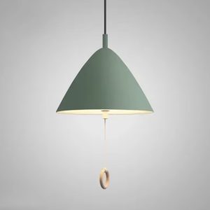 Stożkowa lampa wisząca z serii Macaron w kolorze żółtym