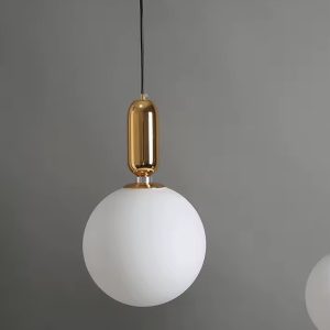 Lora - Lampa wisząca ze szkła w nowoczesnym stylu, biały/czarny/złoty, Ø15/25/30cm, 1-punktowa