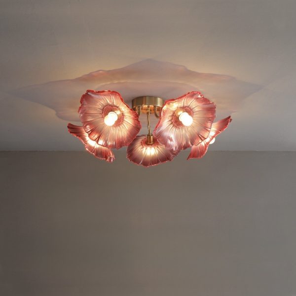 Lampy sufitowe Lotus w kształcie kwiatu ze szkła retro, styl vintage, 1-punktowa