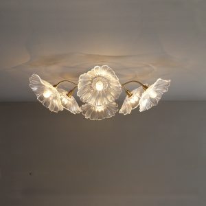 Lampy sufitowe Lotus w kształcie kwiatu ze szkła retro, styl vintage, 1-punktowa