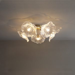 Lampy sufitowe Lotus w kształcie kwiatu ze szkła retro, styl vintage, 1-punktowa