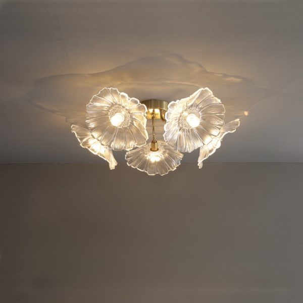 Lampy sufitowe Lotus w kształcie kwiatu ze szkła retro, styl vintage, 1-punktowa