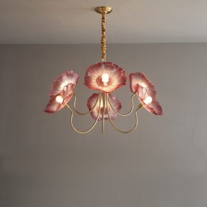 Lampy sufitowe Lotus w kształcie kwiatu ze szkła retro, styl vintage, 1-punktowa